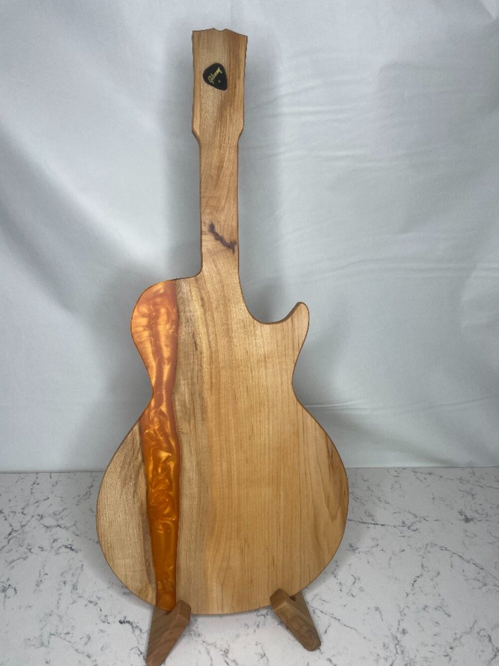 "Guitar"-Erie Board (Gibson Les Paul Charcuterie Board w/ Orange Epoxy)